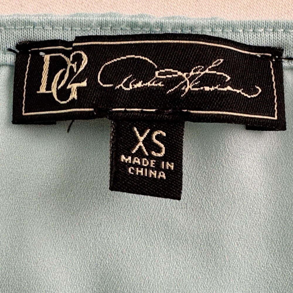 Diane Gilman DG2 Top Women XS Pastel Aqua Teal Hi Low Swing Blouse Split Tail - Picture 6 of 8